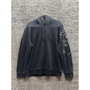 Calvin Klein Jeans Floral Embroidered Pullover Hoodie Black Unisex Size XL‎